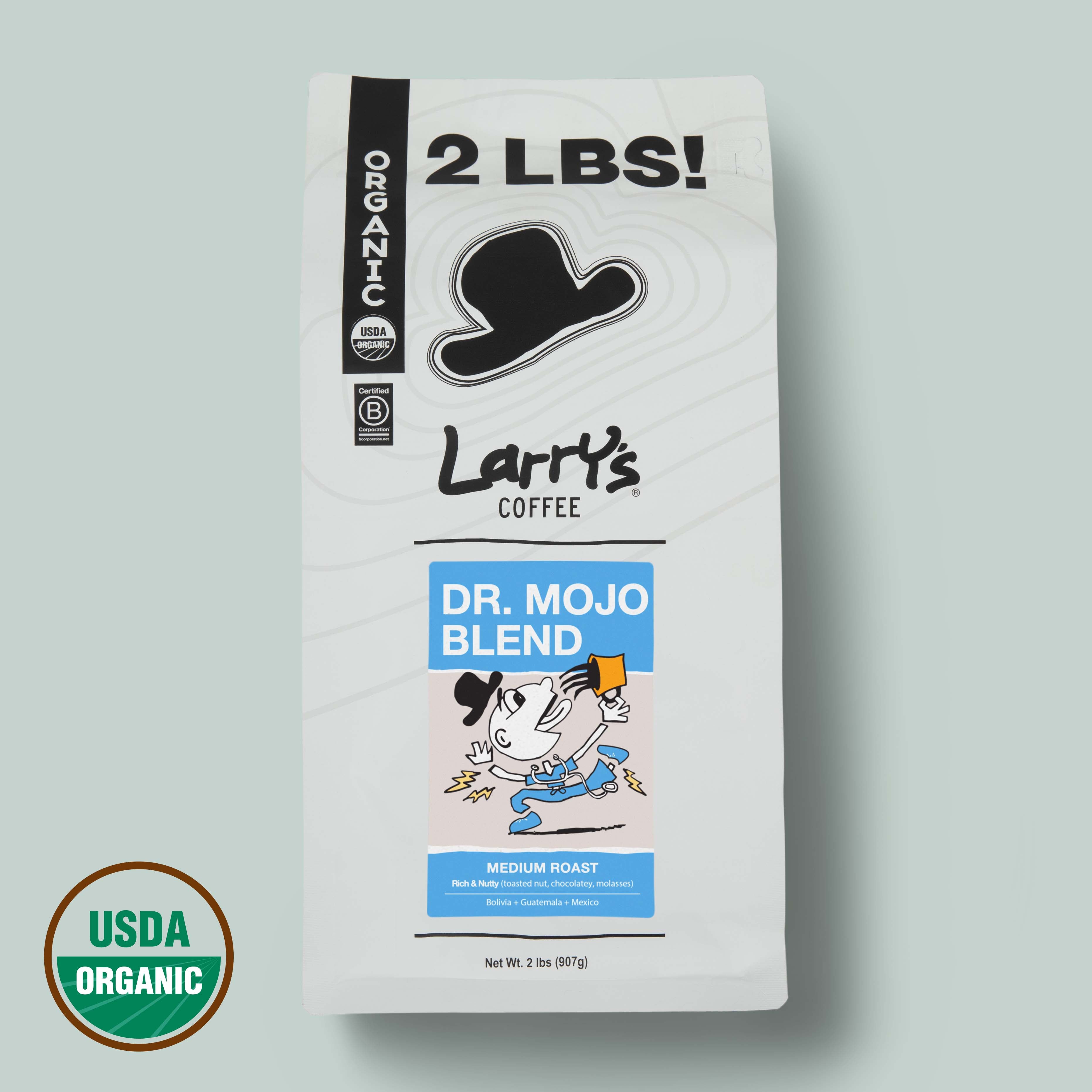 ●Mr. Doc Loui Dr. Mojo Medium Roast Organic Coffee Blend | Larry's Coffee